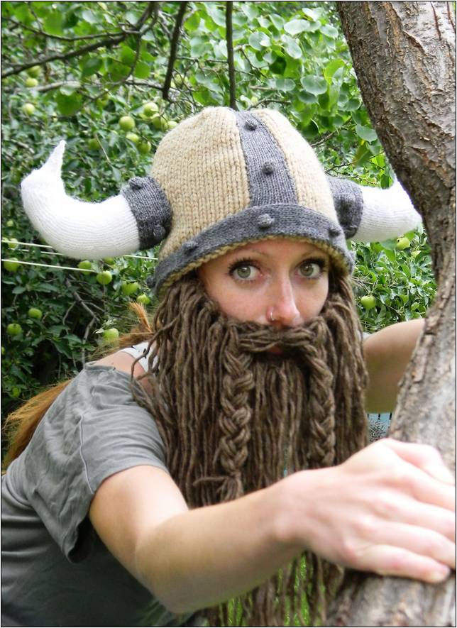 Knitted Viking Hat With Beard Pattern