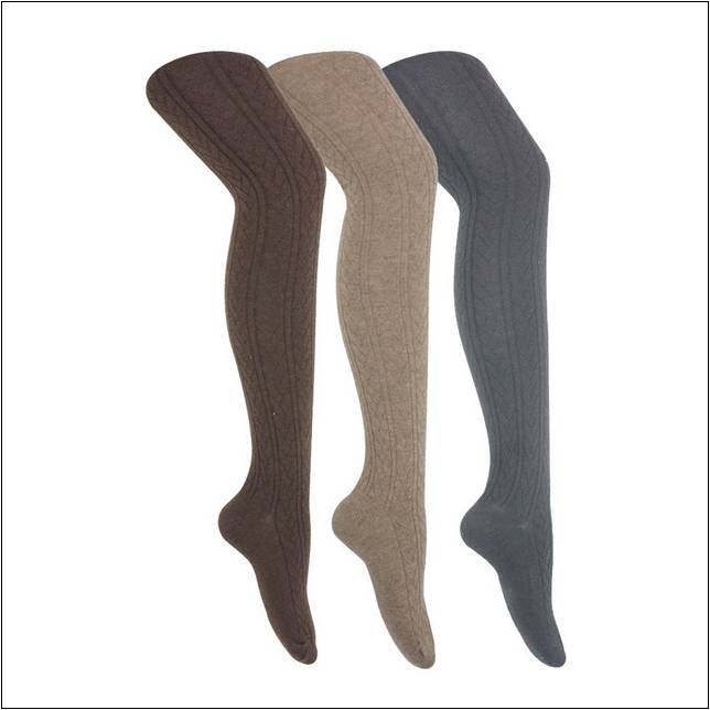 Thick Cable Knit Wool Tights